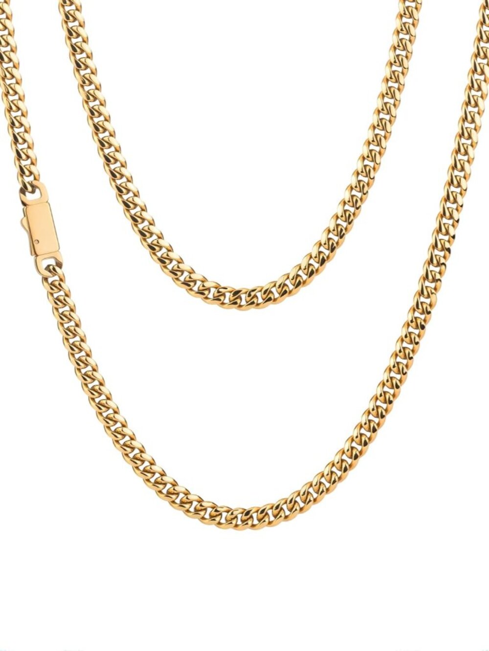 Cuban Link Chain for Men 5mm 18K Gold Plated Gold Silver Mens Necklace, 316L Sta